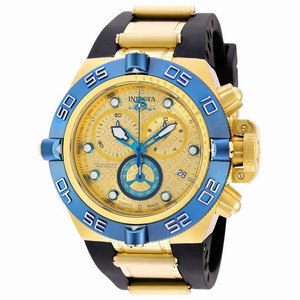 Invicta Subaqua Gold Dial Chronograph Date Black Polyurethane Watch # 16983 (Men Watch)
