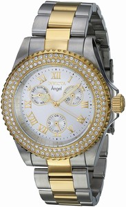Invicta Silver Dial Fixed Yellow Gold-plated Set With Crystals Band Watch #16998 (Women Watch)