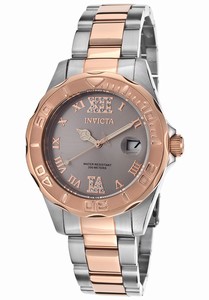 Invicta Pro Diver Quartz Analog Date Grey Dial Two Tone Stainless Steel Watch # 17022 (Women Watch)