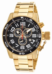 Invicta Corduba Quartz Analog Day Date Black Dial Gold Tone Stainless Steel Watch # 17101 (Men Watch)