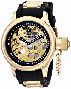 Invicta Russian Diver Mechanical Hand Wind Skeleton Dial Black Polyurethane Watch # 17265 (Men Watch)