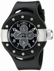 Invicta S1 Rally Quartz Chronograph Day Date Black Polyurethane Watch # 17384 (Men Watch)