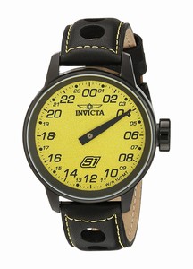 Invicta S1 Rally Quartz Yellow Dial Black Leather Watch # 17700 (Men Watch)