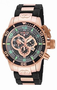 Invicta Quartz Chronograph Date Black Polyurethane with Stainless Steel Watch # 17930 (Men Watch)