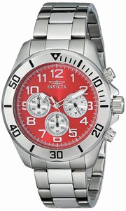 Invicta Red Dial Stainless Steel Watch #17938 (Men Watch)