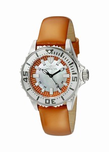 Invicta Pro Diver Quartz Mother of Pearl Dial Orange Leather Watch # 18491 (Women Watch)