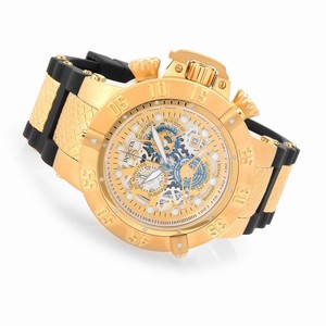 Invicta Subaqua Quartz Chronograph Day Date Black Silicone Watch # 18528 (Men Watch)
