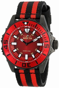 Invicta Oro Diver Quartz Analog Black and Red Nylon Watch # 18616 (Men Watch)