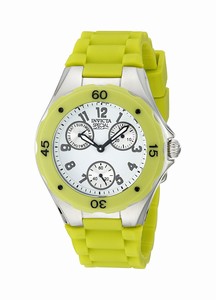 Invicta White Dial Uni-directional Rotating Lime Green Plastic Band Watch #18793 (Women Watch)