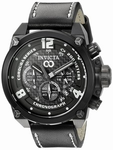 Invicta Corduba Quartz Chronograph Date Black Leather Watch # 18935 (Men Watch)