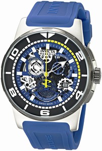 Invicta Reserve Quartz Chronograph Day Date Blue Silicone Watch # 18946 (Men Watch)