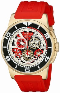 Invicta Reserve Quartz Chronograph Day Date Red Silicone Watch # 18949 (Men Watch)