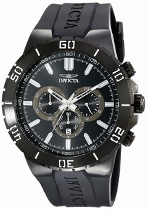 Invicta Pro Diver Quartz Chronograph Date Black Polyurethane Watch # 19200 (Men Watch)