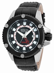 Invicta Speedway Quartz Black Dial GMT Date Black Leather Watch # 19298 (Men Watch)
