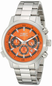 Invicta Orange Dial Stainless Steel Band Watch #19396 (Men Watch)