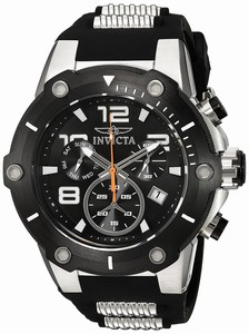 Invicta Speedway Quartz Chronograph Day Date Black Silicone Watch # 19526 (Men Watch)