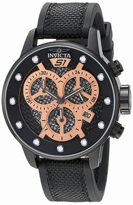 Invicta S1 Rally Quartz Chronograph Date Black Polyurethane Watch # 19625 (Men Watch)