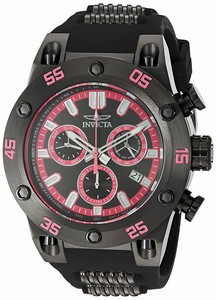 Invicta Speedway Quartz Chronograph Day Date Black Polyurethane Watch # 19852 (Men Watch)