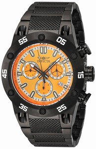 Invicta Orange Dial Stainless Steel Band Watch #19855 (Men Watch)