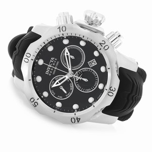 Invicta Venom Quartz Chronograph Day Date Black Silicone Watch # 19912 (Men Watch)