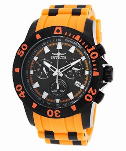 Invicta Pro Diver Quartz Chronograph Day Date Orange Polyurethane Watch # 20018 (Men Watch)