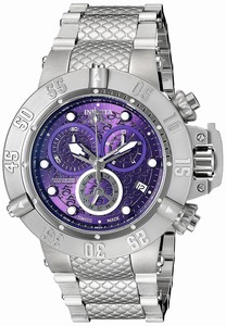 Invicta Purple Dial Stainless Steel Band Watch #20154 (Men Watch)