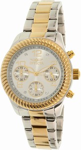 Invicta Silver Dial Fixed Yellow Gold-plated Band Watch #20265 (Women Watch)