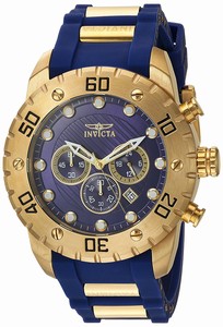 Invicta Pro Diver Quartz Chronograph Date Blue Polyurethane Watch # 20280 (Men Watch)