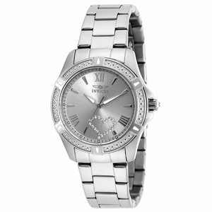 Invicta Silver (crystal Heart) Dial Fixed Stainless Steel Band Watch #20321 (Women Watch)