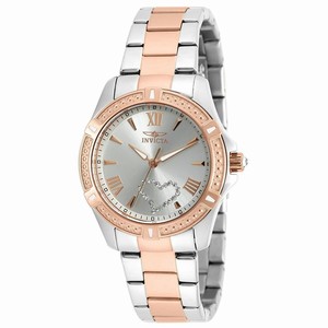 Invicta Silver Dial Fixed Rose Gold-plated Band Watch #20324 (Women Watch)