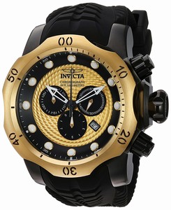Invicta Venom Quartz Chronograph Date Black Silicone Watch # 20444 (Men Watch)