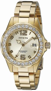 Invicta Gold Dial Stainless Steel Band Watch #21397 (Women Watch)