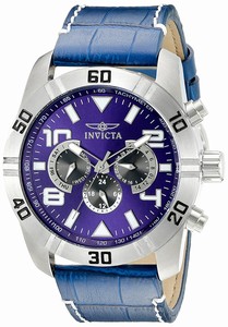 Invicta Pro Diver Quartz Chronograph Day Date Blue Leather Watch # 21475 (Men Watch)