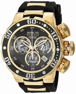 Invicta Reserve Quartz Chronograph Day Date Black Silicone Watch # 21642 (Men Watch)