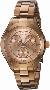 Invicta Rose Gold Dial Stainless Steel Band Watch #21695 (Women Watch)
