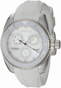 Invicta Mother Of Pearl Dial Uni-directional Rotating Stainless Steel Band Watch #21701 (Women Watch)