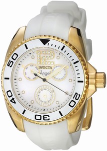 Invicta Angel Quartz Multifunction Dial White Silicone Watch # 21703 (Women Watch)