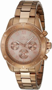 Invicta Rose Gold Dial Stainless Steel Band Watch #21732 (Women Watch)