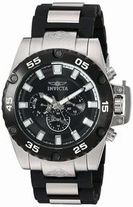 Invicta Corduba Quartz Multifunction Dial Black Polyurethane Watch # 21779 (Men Watch)