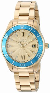 Invicta Gold Dial Stainless Steel Coating Watch #21908 (Women Watch)