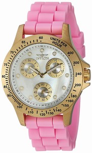 Invicta Speedway Quartz Mother of Pearl Multifunction Dial Pink Silicone Watch # 21982 (Women Watch)