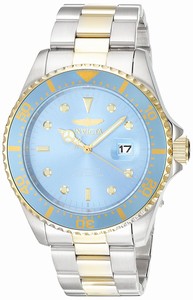Invicta Metallic Blue Dial Uni-directional Rotating Gold-plated With A Blue T Band Watch #22060 (Men Watch)