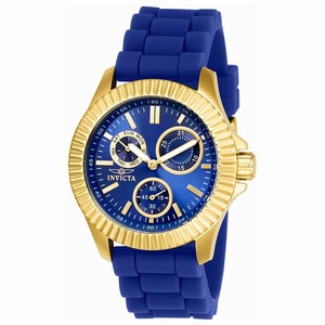 Invicta Blue Dial Fixed Gold-plated Band Watch #22104 (Women Watch)