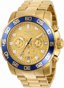 Invicta Quartz Chronograph Date Gold Tone Stainless Steel Watch #22227 (Men Watch)