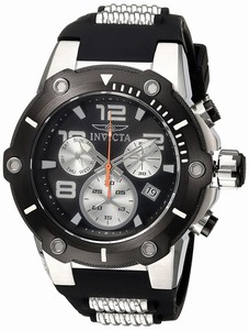 Invicta Speedway Quartz Chronograph Day Date Black Silicone Watch # 22235 (Men Watch)