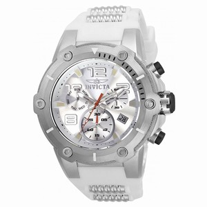 Invicta Speedway Quartz Chronograph Day Date White Silicone Watch # 22511 (Men Watch)