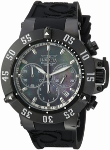 Invicta Subaqua Quartz Mother of Pearl Chronograph Black Silicone Watch # 22922 (Men Watch)