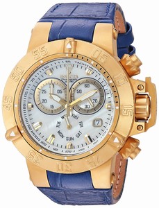 Invicta Quartz Chronograph Day Date Blue Leather Watch # 23173 (Women Watch)