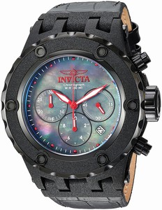 Invicta Subaqua Quartz Mother of Pearl Chronograph Black Leather Watch # 23240 (Men Watch)