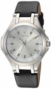 Invicta Quartz Gabrielle Union Diamond Dial Black Leather Watch # 23255 (Women Watch)